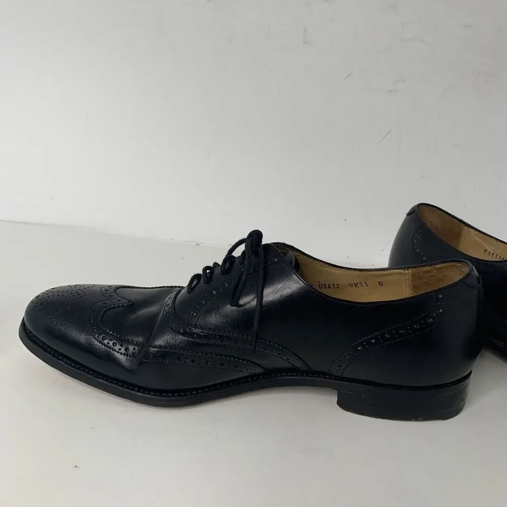 Savile‎ Row Selected Shoes Mens 12 Dress Wingtip Oxford Black Leather EUC